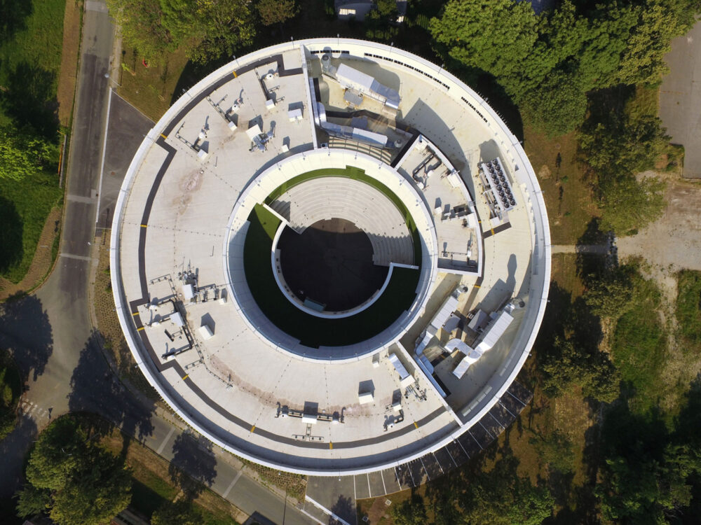 Modern architecture filming location in Slovenia or Croatia